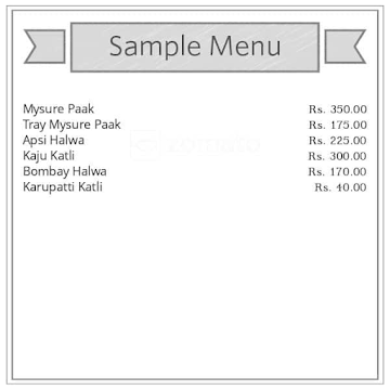 Sri Krishna Sweets menu 