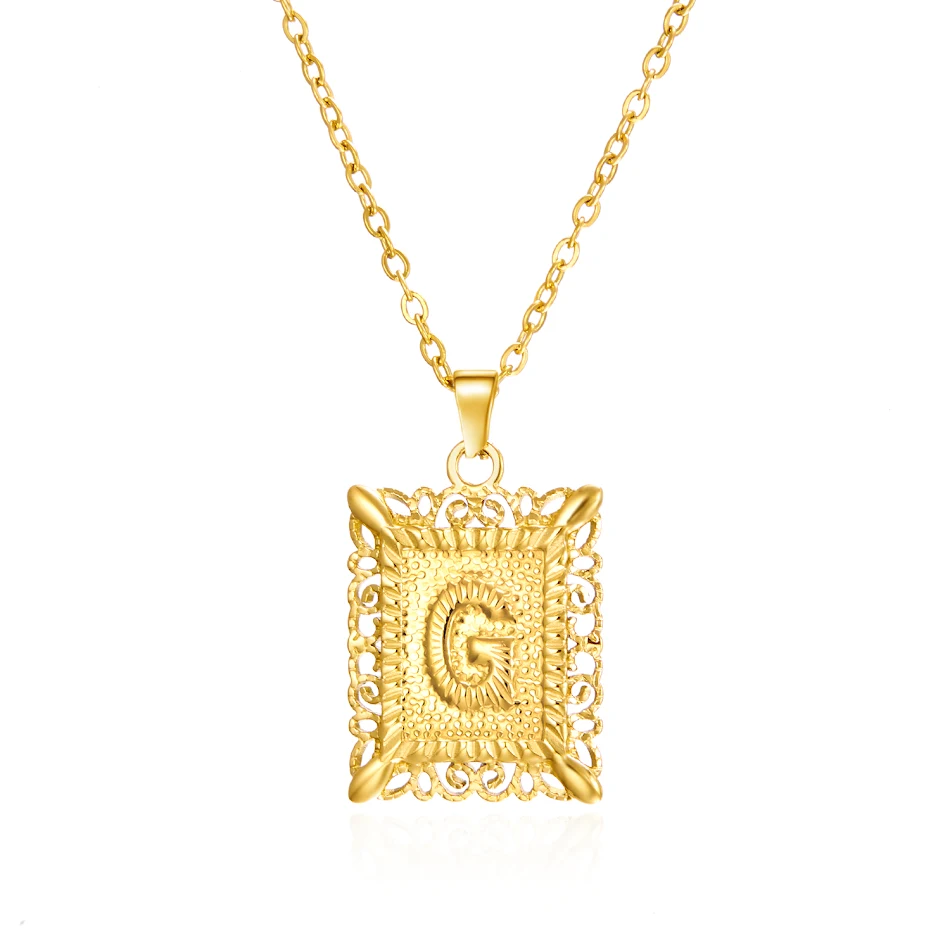 Collier avec initiale en acier inoxydable pour femmes hommes couleur or 26 lettres alphabet chaîne ras du cou Bijoux fête d'anniversaire