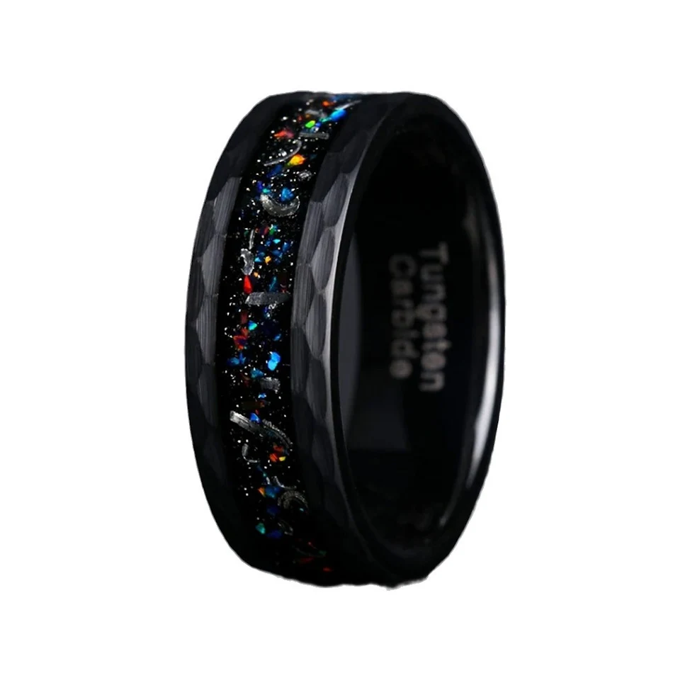 Anello alla moda in tungsteno oro opalino, un accessorio elegante che valorizza il tuo stile con raffinatezza, perfetto per ogni occasione.