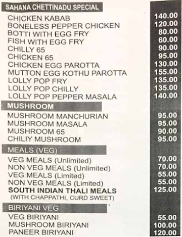 Hotel Sri Ganesh Bhavan menu 