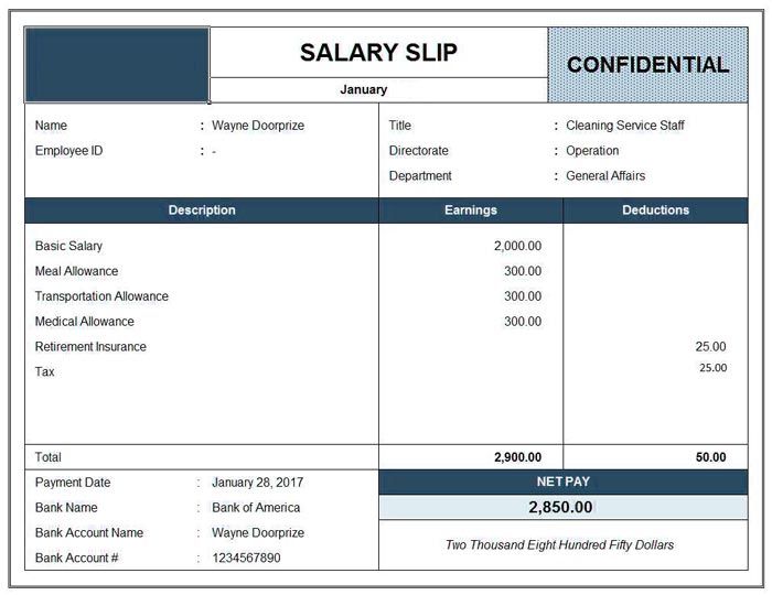 format dan contoh slip gaji karyawan