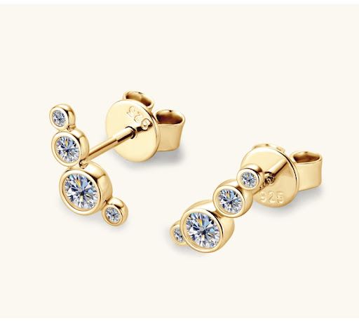 Title 10, Womens S925 Silver Fashion Diamond Stud Earrin...