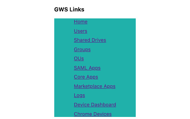 GWS Links chrome extension