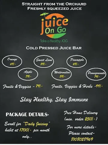 Juice On Go menu 
