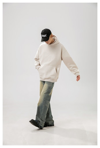 Title 16, Mens Cross Embroidery Loose Hooded Sweater, a ...