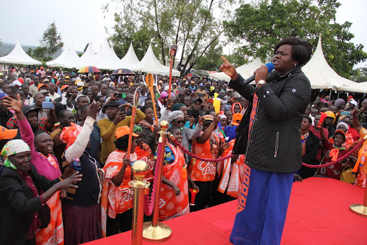 Homa Bay Woman Representative Gladys Wanga during Kasipul MP Ongondo Were's homecoming party in Oyugis on May 6, 2022