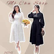 Đầm Midi Xếp Li Tay Dài Cổ Xẻ