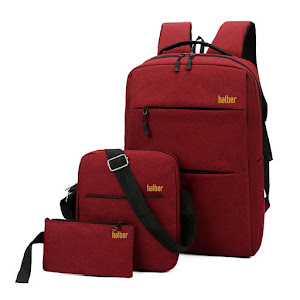 Set Rucsac laptop, geanta si portofel, Halber Trinity RS03, 15.6 inch, Rosu