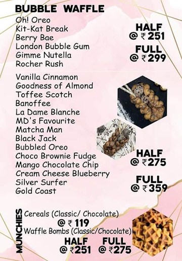 London Bubble Co menu 