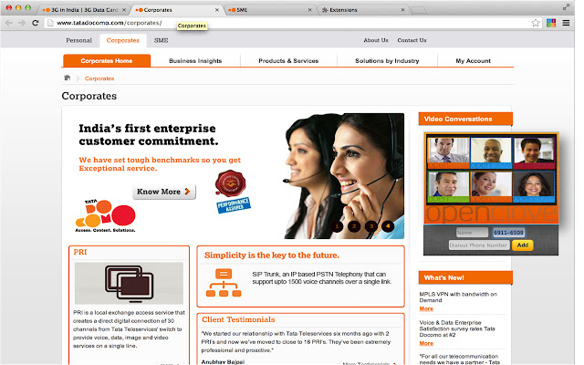 Tata Docomo Video Conversations chrome extension