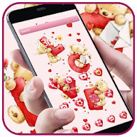 Teddy bear pink love theme cartoon cute wallpaper