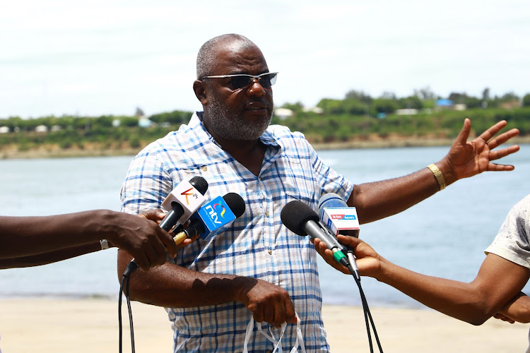 Mombasa Senator Mohammed Faki at the Likoni Crossing Channel on Saturday.