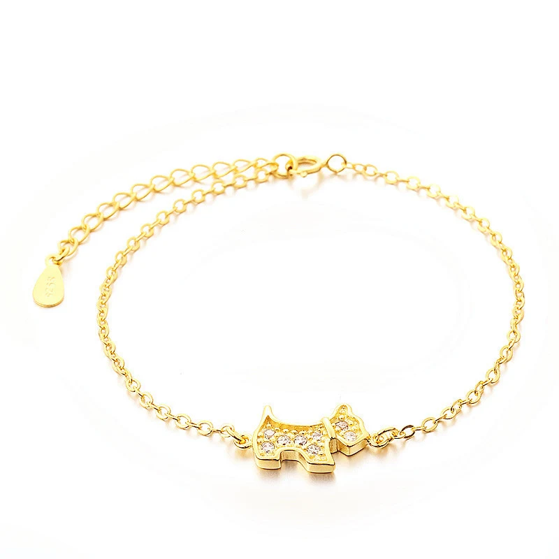 Title 3, Bracelet de chien doré tendance avec zircon, un...
