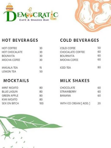 Democratic Cafe And Snacks Bar menu 