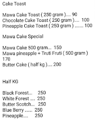 National Bakery menu 1