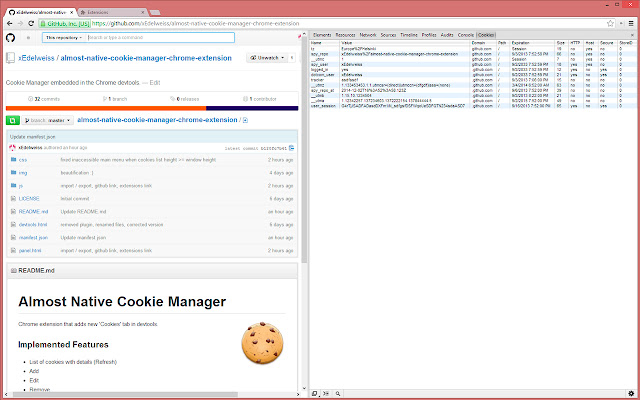 Almost Native Cookies Manager chrome extension