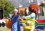 Left is Hayley Kannemeyer and Wamke Cele during their performance at the Cape Town Carnival.