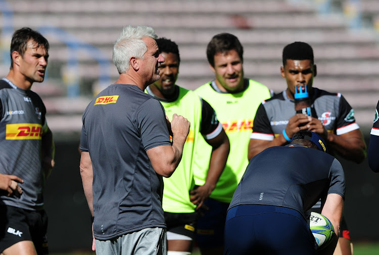 The DHL Stormers Super Rugby head coach Robbie Fleck at a training session with his players at Newlands on May 16 2019.