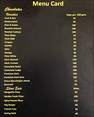 Ooty Chocolates menu 1