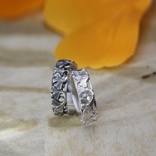 Title 6, Ginkgo Leaf Ring Thai Silver Vintage Girl, a ch...