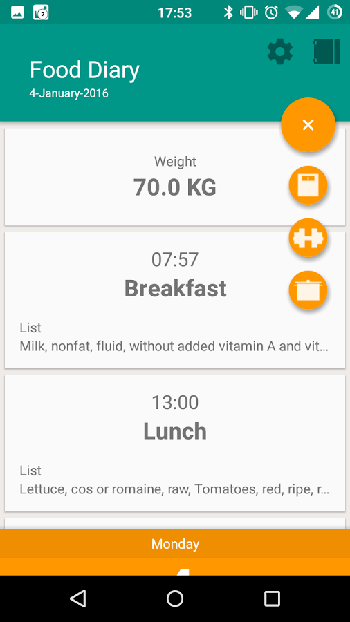    Material Food Diary- screenshot  