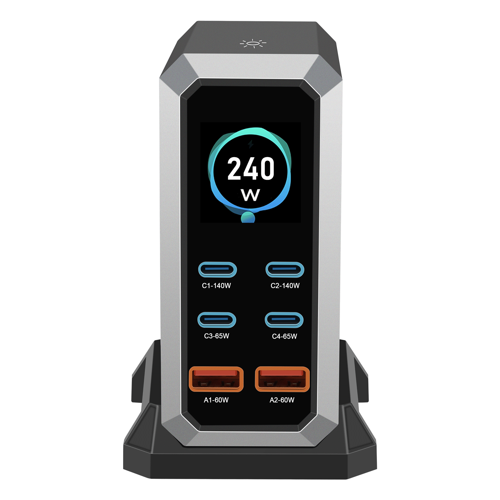 Title 3, 240W Multi-poort USB-oplader met dynamisch disp...