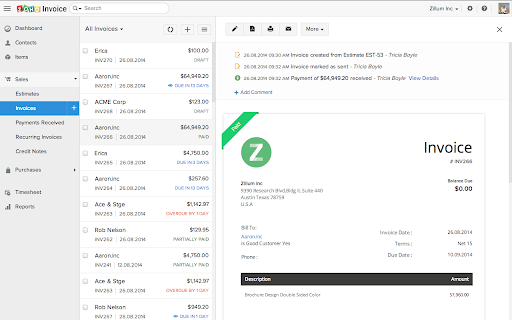 Zoho Invoice and Time Tracking