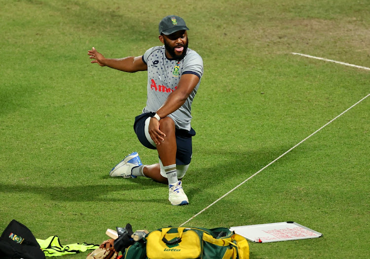 Proteas captain Temba Bavuma during a practice session at Eden Gardens in Kolkata on Tuesday ahead of Thursday's 2023 Cricket World Cup semifinal against Australia.