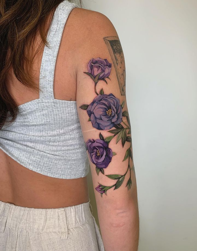Eustoma Flowers Half Sleeve Women Tattoos