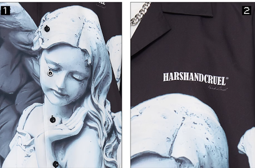 Title 3, Angel Plaster Print Cuban Collar Shirt for men,...