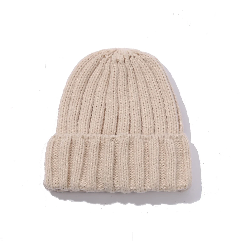 Bonnet tricoté en laine de couleur unie pour hommes et femmes