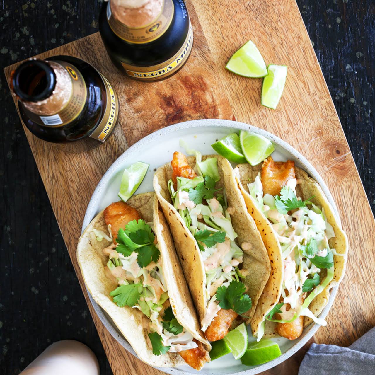 Crispy Fish Tacos  like Chipotle Crema