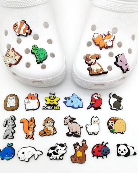 Cute Animals 1PCS Cartoon Style Shoe Charms DIY Funny Pan... - 0