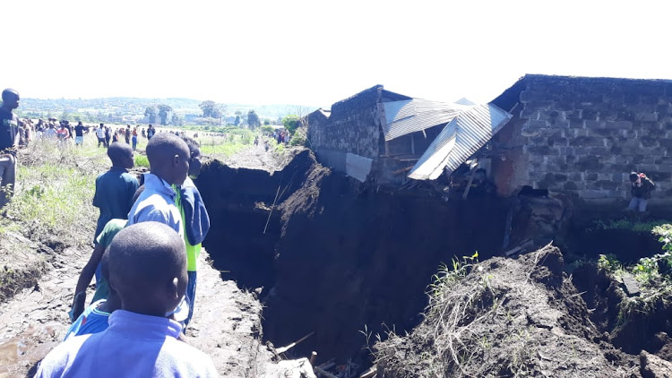 Houses destroyed by flash floods on Wednesday night at Kaptembwa Estate in Nakuru Town West, May 9, 2024.