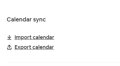 import and export calendar options for sync calendar on iCal