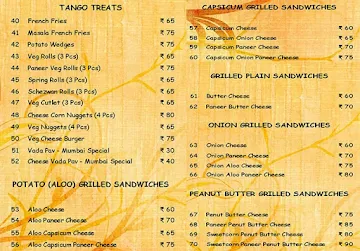 Tango Sandwich King menu 