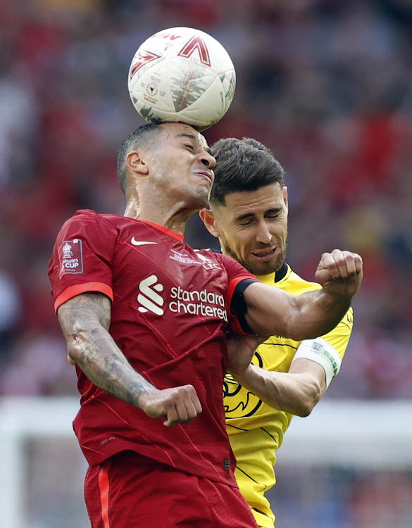 Liverpool's Thiago Alcantara in action with Chelsea's Jorginho during the FA Cup final over the weekend