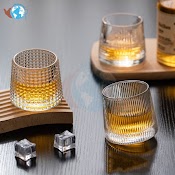 Ly Thủy Tinh Deli Vintage Whiskey Rock Glass 170Ml, Cốc Thủy Tinh Đáy Xoay Phong Cách Châu Âu