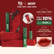 [Limited Holiday - Diy Edition] Son Kem Lì, Siêu Mịn Hàn Quốc Merzy The First Velvet Tint (V6 Green Vỏ Xanh) 4.5G