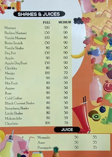 Rasraj Juice & Snack Centre menu 