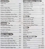 Ambika Vadapav Samrat menu 1