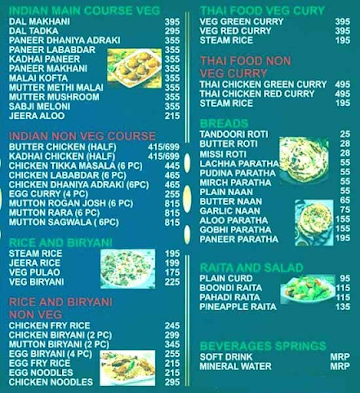 Sweet Castle menu 