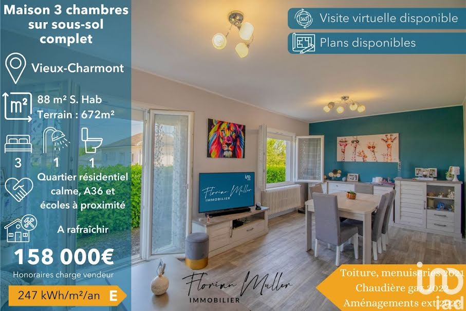 Vente maison 4 pièces 88 m² à Vieux-Charmont (25600), 158 000 €