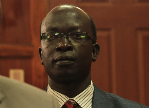 EMBATTLED: Journalist Walter Barasa follows proceedings at the Milimani law courts yesterday. Photo/Philip Kamakya