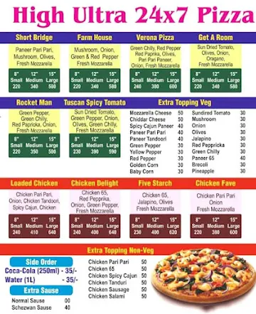 High Ultra Pizza 24*7 menu 