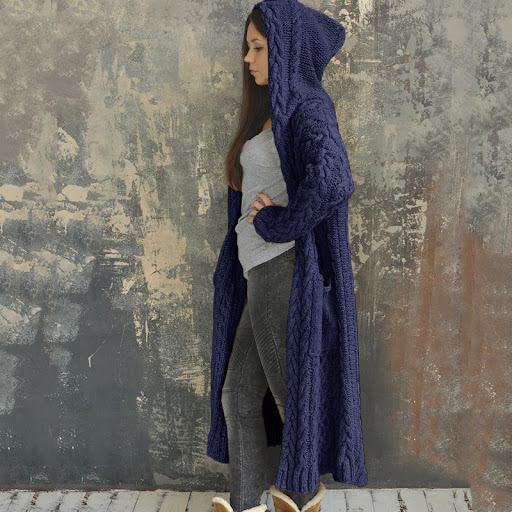 Title 6, Lazy Style Hooded Long Cardigan Sweater