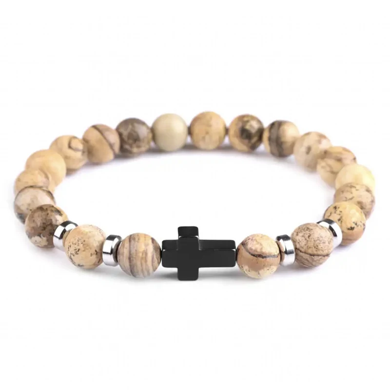 Title 1, Yoga armband met vulkanisch gesteente kralen. V...