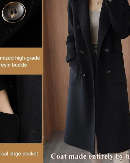 Elegant Coat Trench Coat Winter Mid-length Woolen Coat fo... - 1