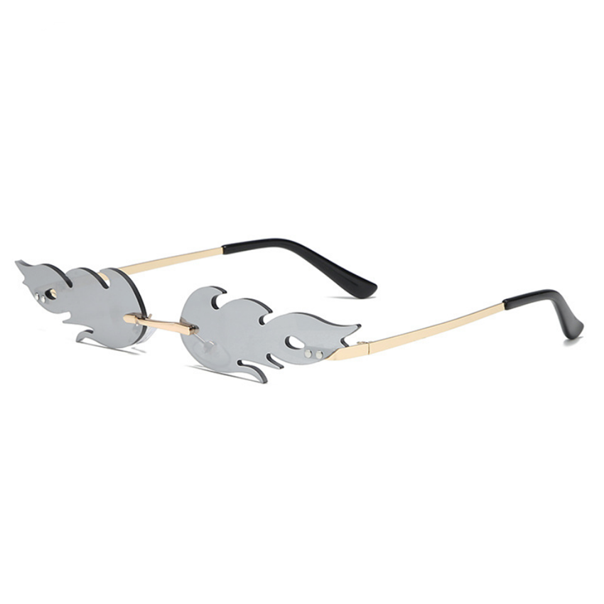 Nouvelle mode lunettes de soleil flamme dames hommes vague sans cadre Uv400 luxe tendance cadre étroit