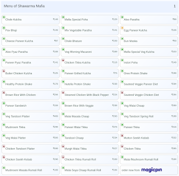 Shawarma Mafia menu 